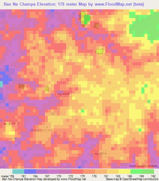 Ban Na Champa,Thailand Elevation Map