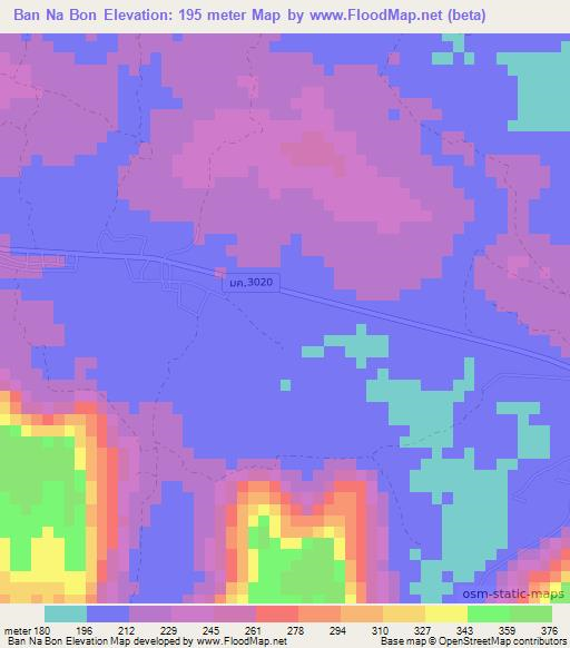 Ban Na Bon,Thailand Elevation Map