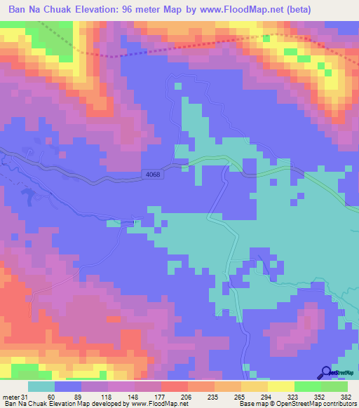Ban Na Chuak,Thailand Elevation Map