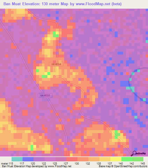 Ban Muat,Thailand Elevation Map