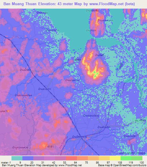 Ban Muang Thuan,Thailand Elevation Map
