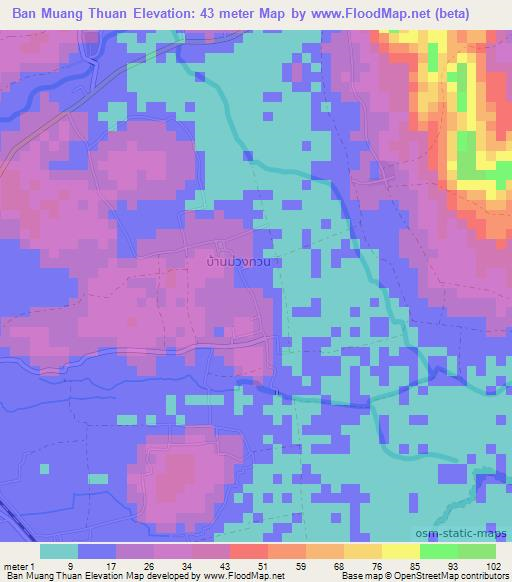 Ban Muang Thuan,Thailand Elevation Map