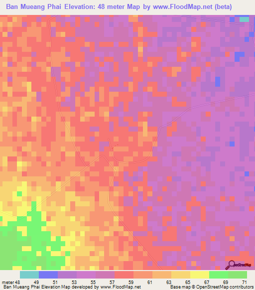 Ban Mueang Phai,Thailand Elevation Map