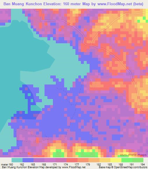Ban Muang Kunchon,Thailand Elevation Map