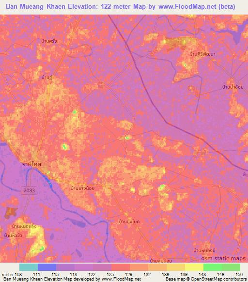 Ban Mueang Khaen,Thailand Elevation Map