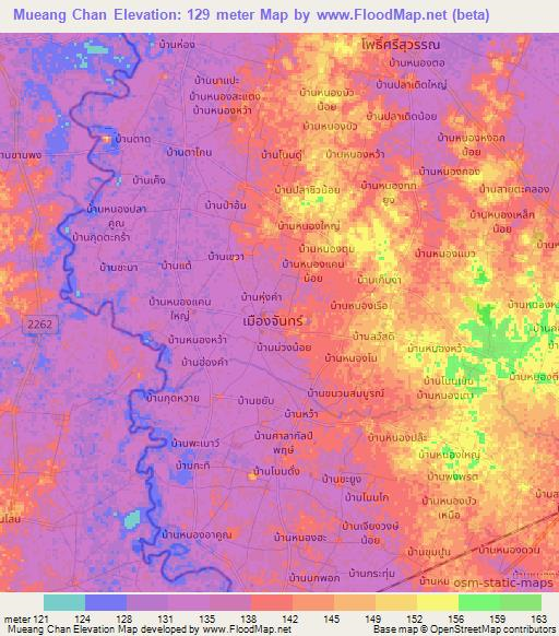 Mueang Chan,Thailand Elevation Map