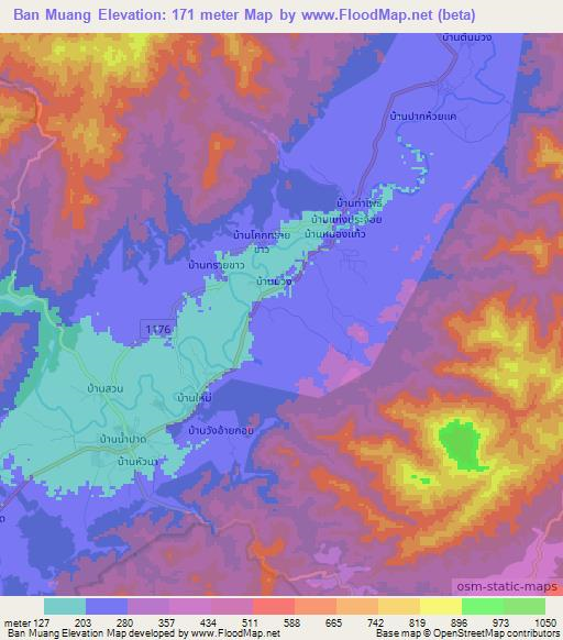 Ban Muang,Thailand Elevation Map
