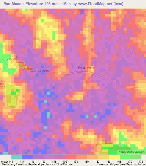 Ban Muang,Thailand Elevation Map
