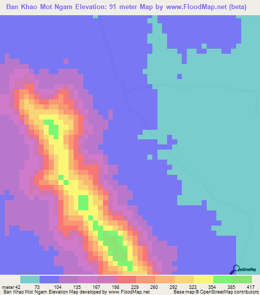 Ban Khao Mot Ngam,Thailand Elevation Map