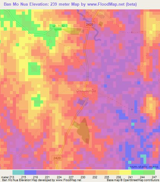 Ban Mo Nua,Thailand Elevation Map