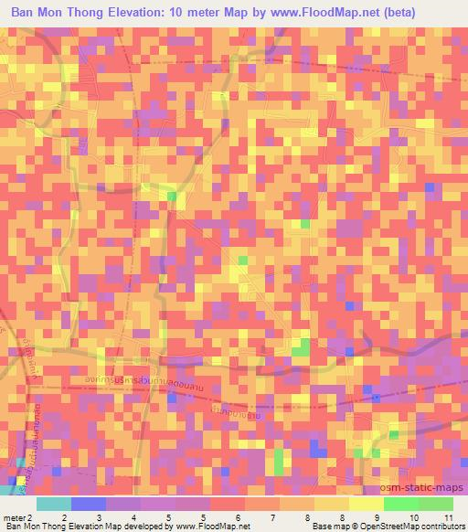 Ban Mon Thong,Thailand Elevation Map