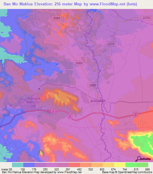 Ban Mo Maklua,Thailand Elevation Map