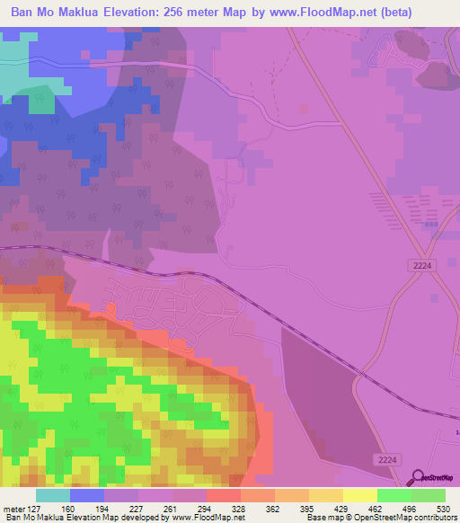 Ban Mo Maklua,Thailand Elevation Map