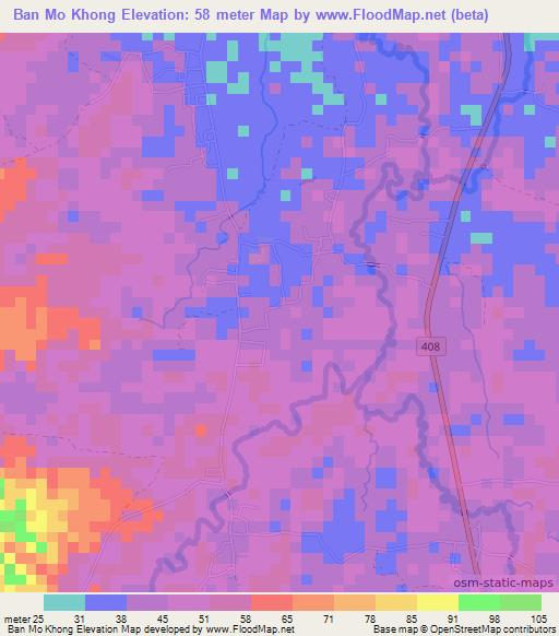 Ban Mo Khong,Thailand Elevation Map