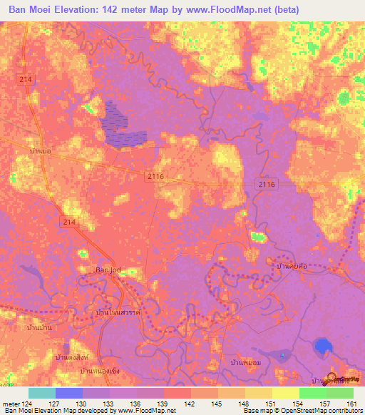 Ban Moei,Thailand Elevation Map
