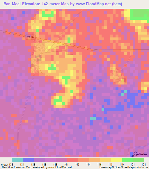 Ban Moei,Thailand Elevation Map