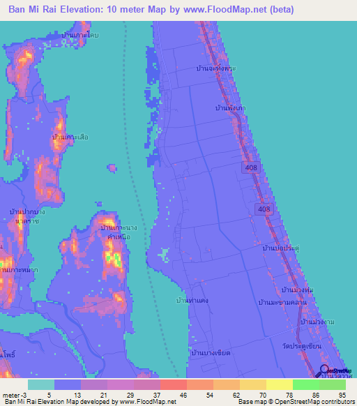 Ban Mi Rai,Thailand Elevation Map