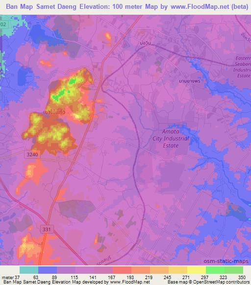 Ban Map Samet Daeng,Thailand Elevation Map