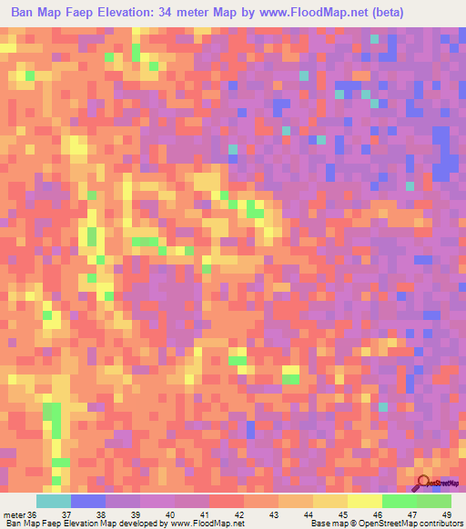 Ban Map Faep,Thailand Elevation Map
