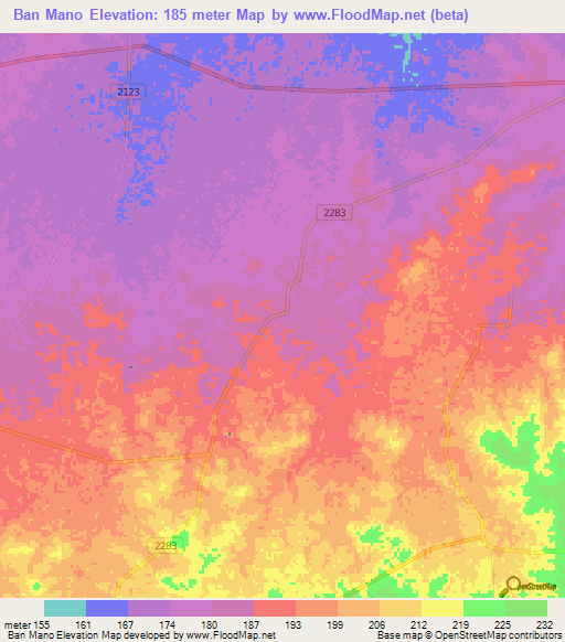 Ban Mano,Thailand Elevation Map