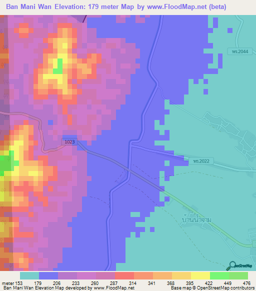 Ban Mani Wan,Thailand Elevation Map