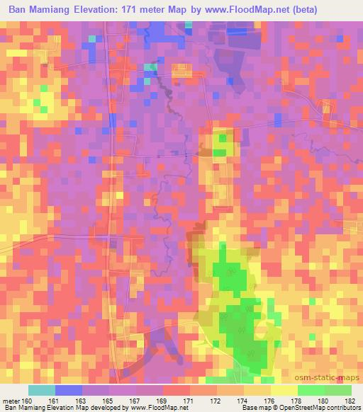 Ban Mamiang,Thailand Elevation Map