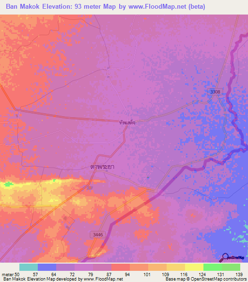 Ban Makok,Thailand Elevation Map