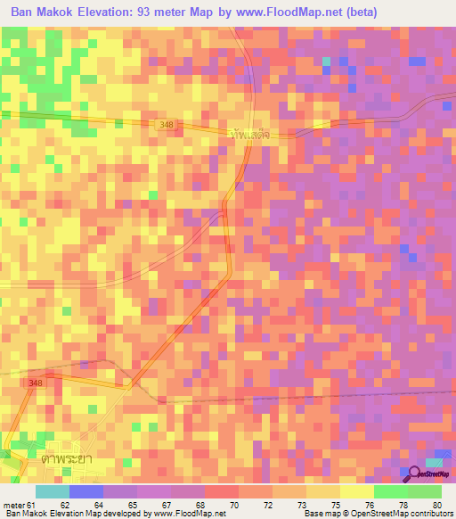 Ban Makok,Thailand Elevation Map