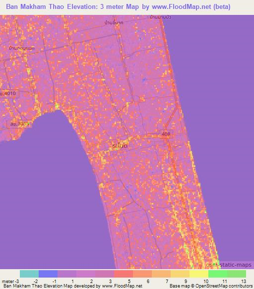 Ban Makham Thao,Thailand Elevation Map