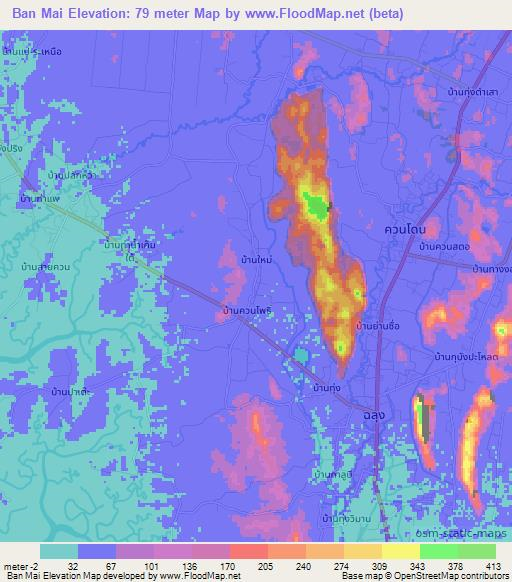 Ban Mai,Thailand Elevation Map