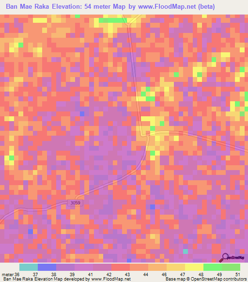 Ban Mae Raka,Thailand Elevation Map