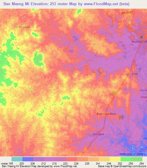 Ban Maeng Mi,Thailand Elevation Map