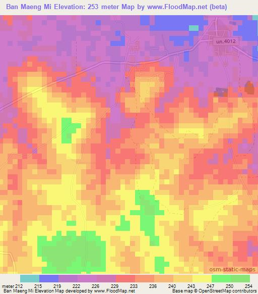Ban Maeng Mi,Thailand Elevation Map