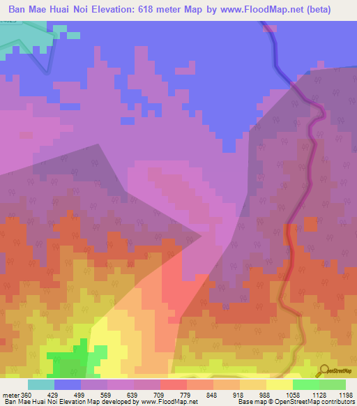 Ban Mae Huai Noi,Thailand Elevation Map