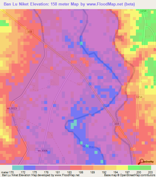 Ban Lu Niket,Thailand Elevation Map