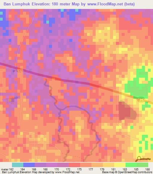 Ban Lumphuk,Thailand Elevation Map