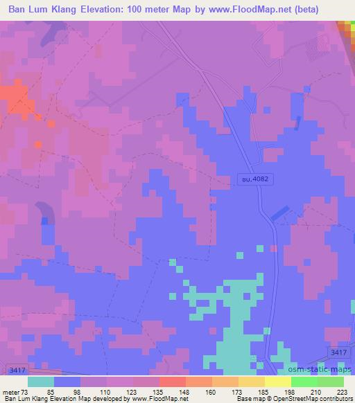 Ban Lum Klang,Thailand Elevation Map