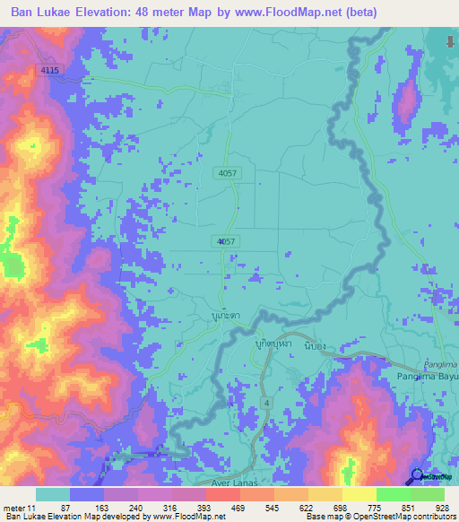 Ban Lukae,Thailand Elevation Map