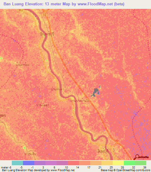 Ban Luang,Thailand Elevation Map