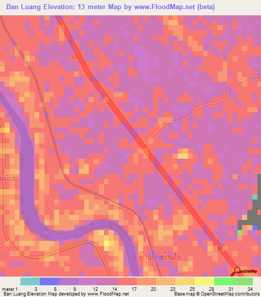 Ban Luang,Thailand Elevation Map