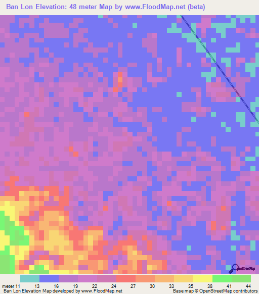 Ban Lon,Thailand Elevation Map