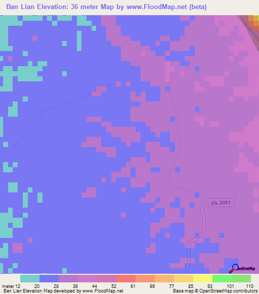 Ban Lian,Thailand Elevation Map