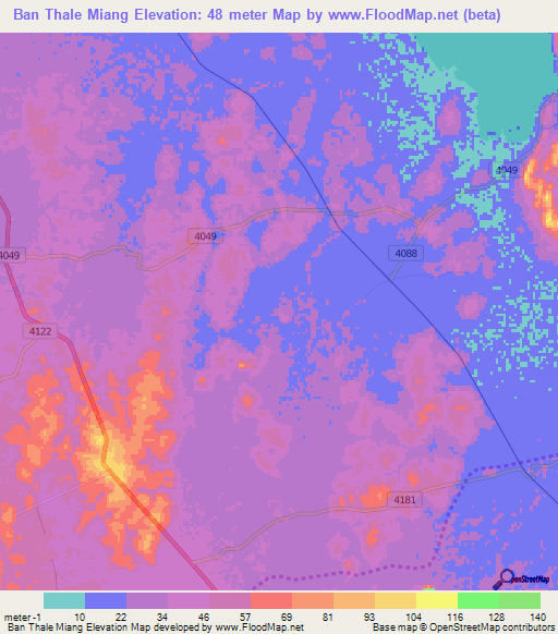 Ban Thale Miang,Thailand Elevation Map