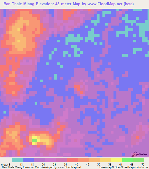 Ban Thale Miang,Thailand Elevation Map