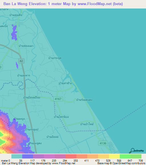 Ban La Weng,Thailand Elevation Map