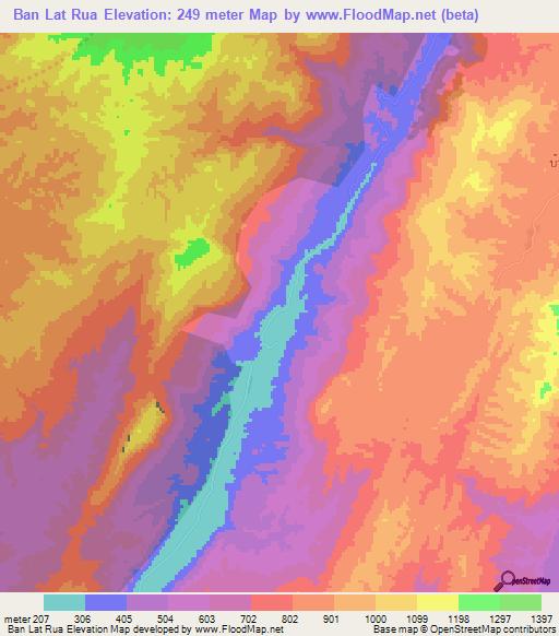 Ban Lat Rua,Thailand Elevation Map