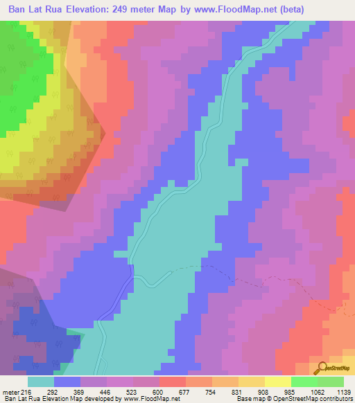Ban Lat Rua,Thailand Elevation Map