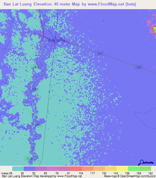 Ban Lat Luang,Thailand Elevation Map