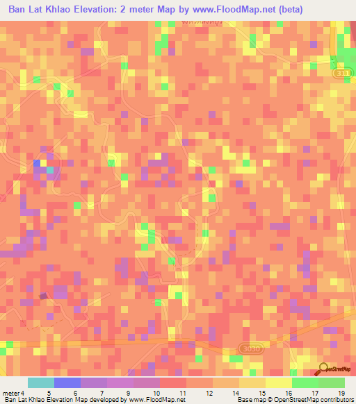 Ban Lat Khlao,Thailand Elevation Map