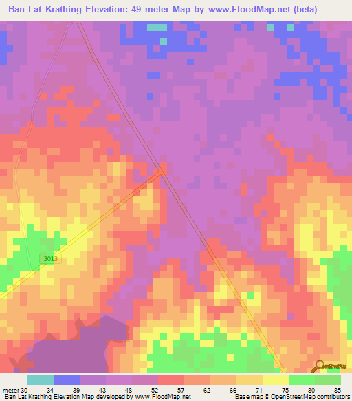 Ban Lat Krathing,Thailand Elevation Map